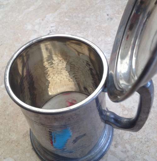 vintage Pewter beer mug with hat , made in England