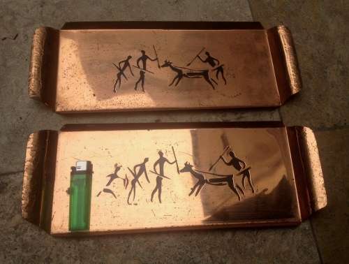 vintage rhodesian copper tray lot of 3