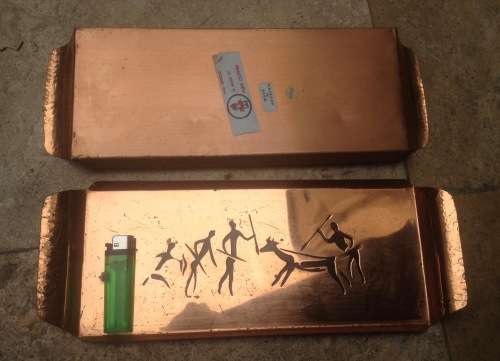 vintage rhodesian copper tray lot of 3