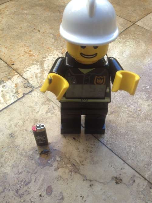 Lego fire man alarm clock