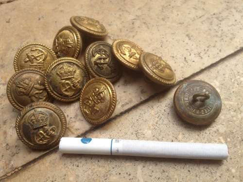 royal navy brass buttons , various manufacturers