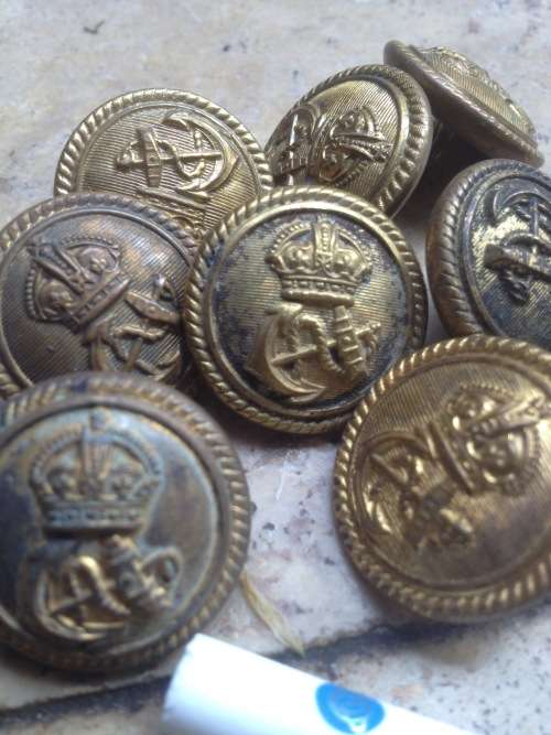 royal navy brass buttons , various manufacturers