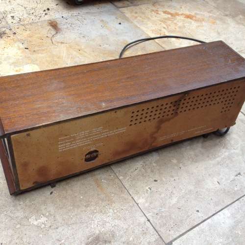 Vintage AITC solid state AM/FM 4 speaker radio faux wood tabletop console stereo