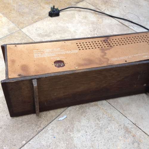 Vintage AITC solid state AM/FM 4 speaker radio faux wood tabletop console stereo