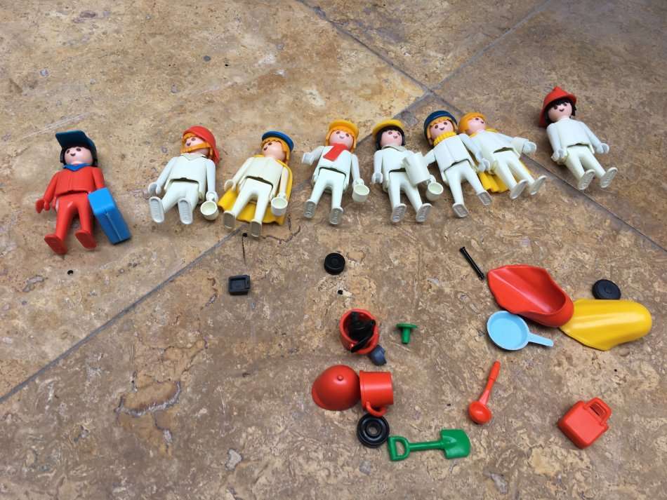 playmobil 1974 white people lot of 8 with orange man with parts vintage