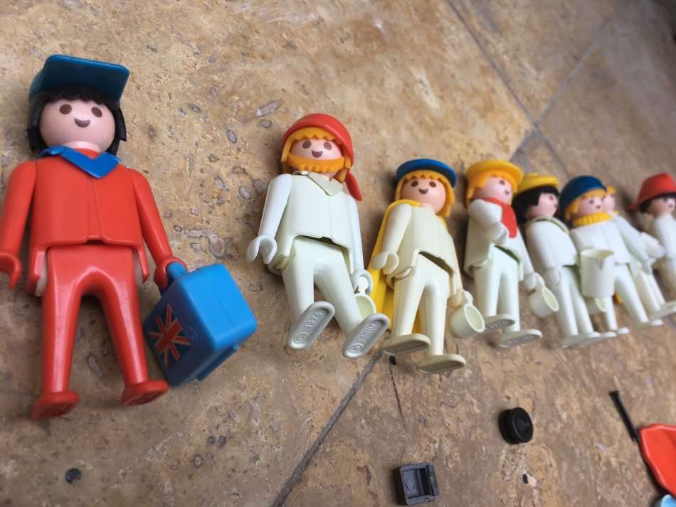 playmobil 1974 white people lot of 8 with orange man with parts vintage