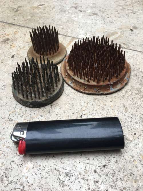 vintage flower frog collection of 3 round