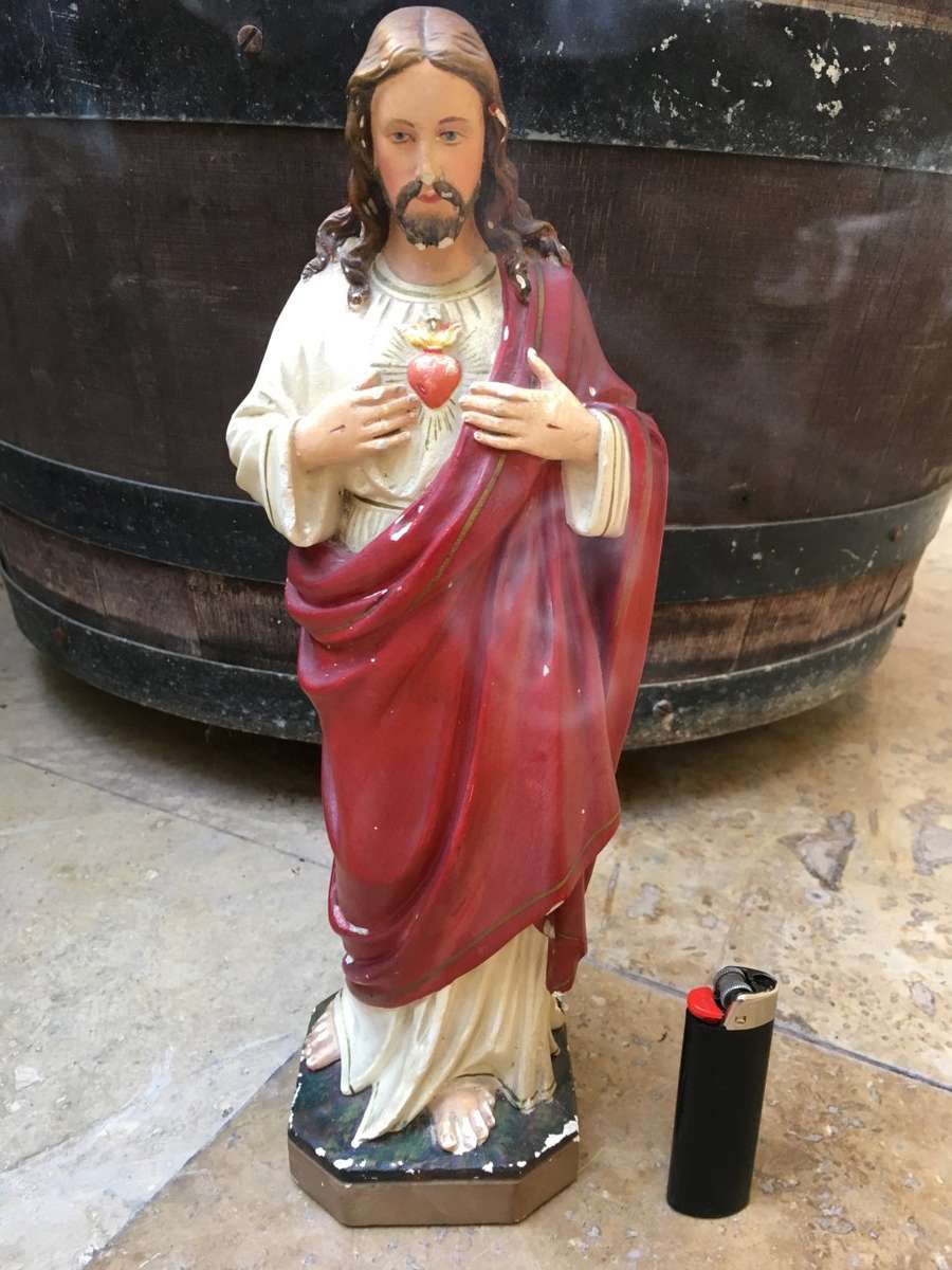 vintage sacred heart of Jesus statue figurine