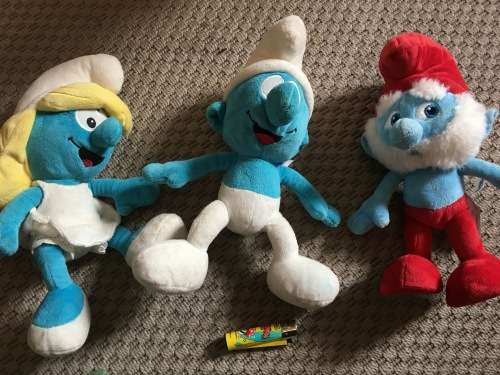 fluffy Smurf lot of 3 soft doll