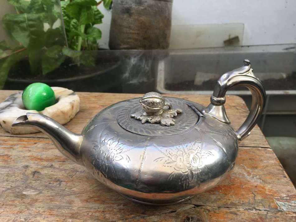 vintage victorian ornate rare silver Alladin genie teapot