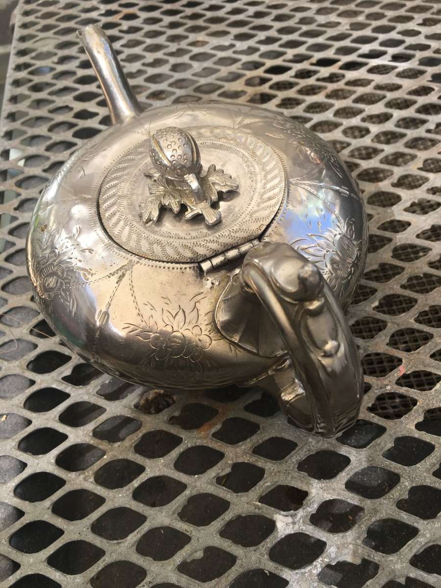 vintage victorian ornate rare silver Alladin genie teapot