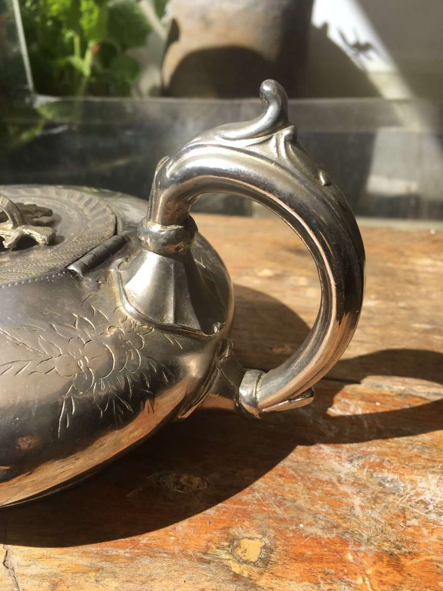vintage victorian ornate rare silver Alladin genie teapot