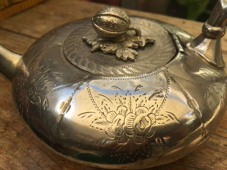 vintage victorian ornate rare silver Alladin genie teapot