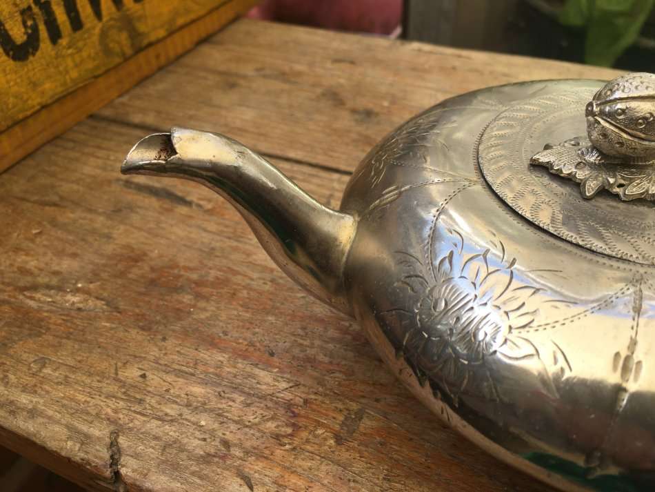 vintage victorian ornate rare silver Alladin genie teapot