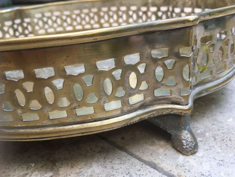 vintage drinks tray brass with ornate design footed