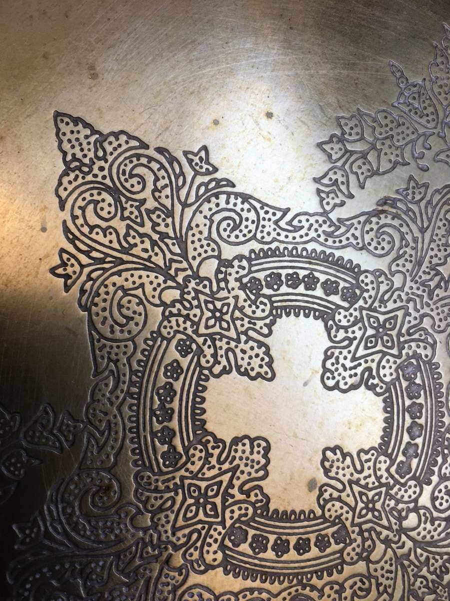 vintage drinks tray brass with ornate design footed