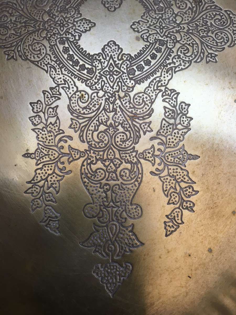 vintage drinks tray brass with ornate design footed