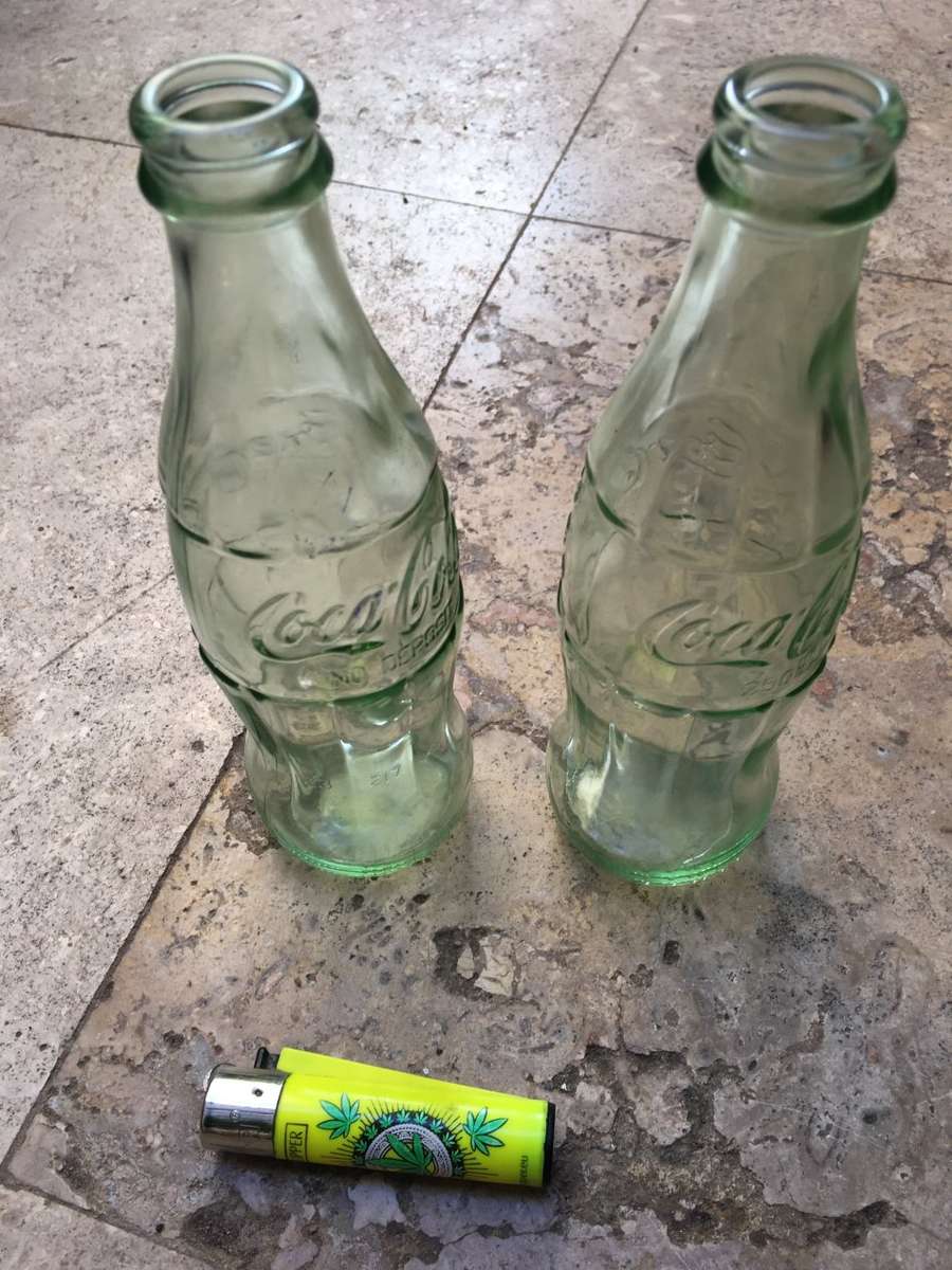 vintage ebony wood coke bottle sculpture with pair of coke glass pre deposit Coke 250 mm