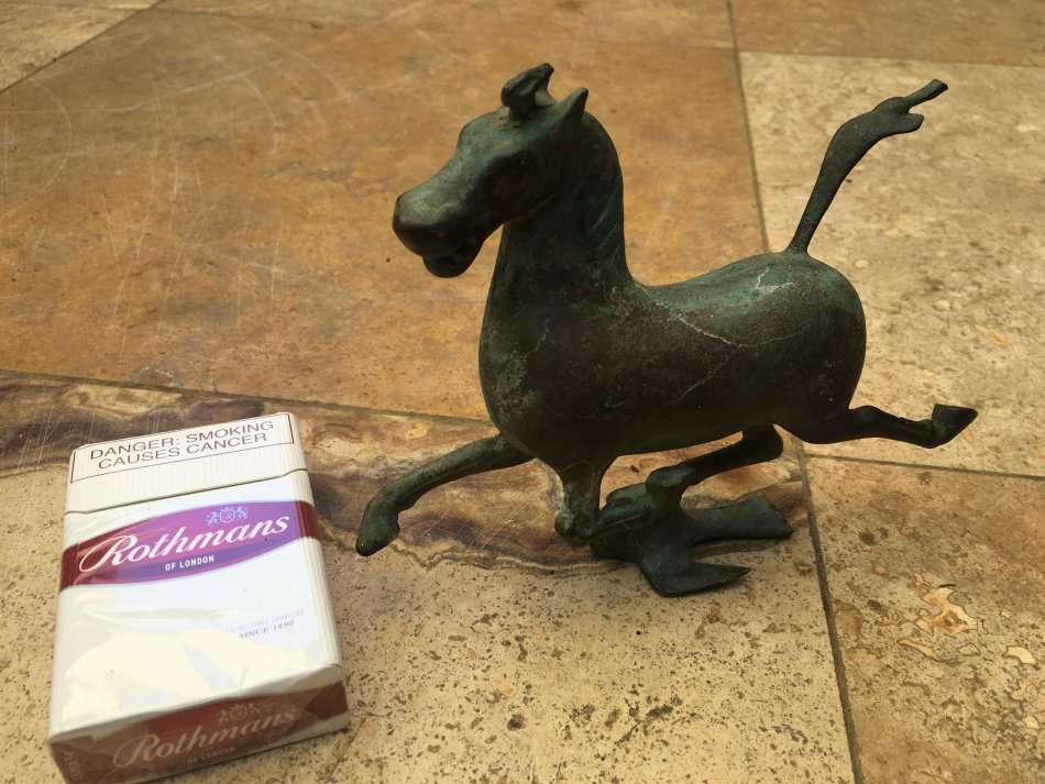 Vintage Bronze Chinese Flying Running Horse of Gansu Sculpture figure, Treading on flying swallow