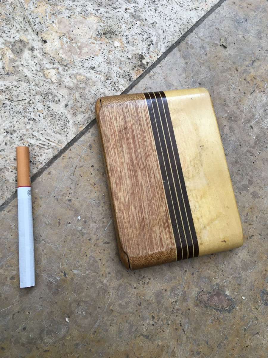 vintage wooden cigarette box