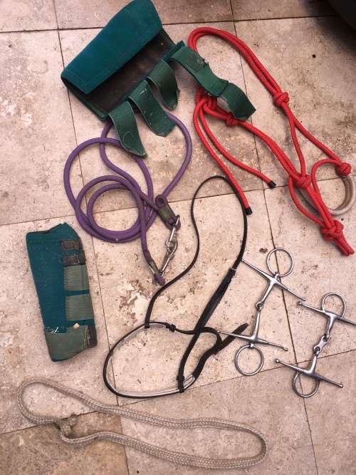horse / pony pelham bit with straps and other horse stuff