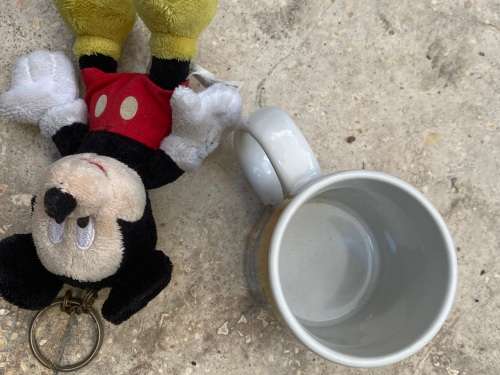 vintage disney doll mickey mouse doll keyring and coffee mug