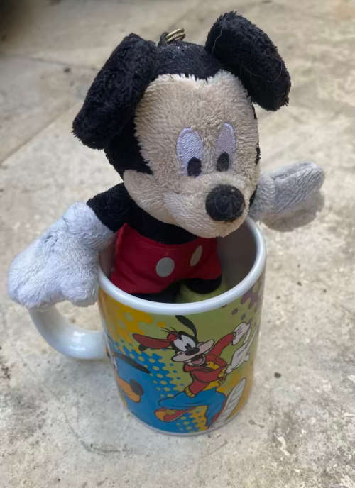 vintage disney doll mickey mouse doll keyring and coffee mug