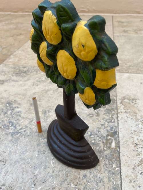 vintage cast iron door stop lemon tree doorstopper