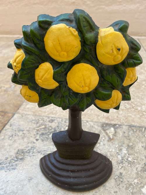 vintage cast iron door stop lemon tree doorstopper