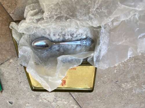 Rolex Bucherer Lucerne spoon with vintage benson and hedges cigarette tin
