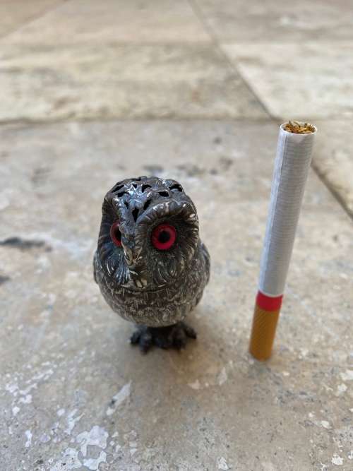 vintage sterling silver owl incense burner