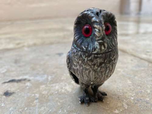vintage sterling silver owl incense burner