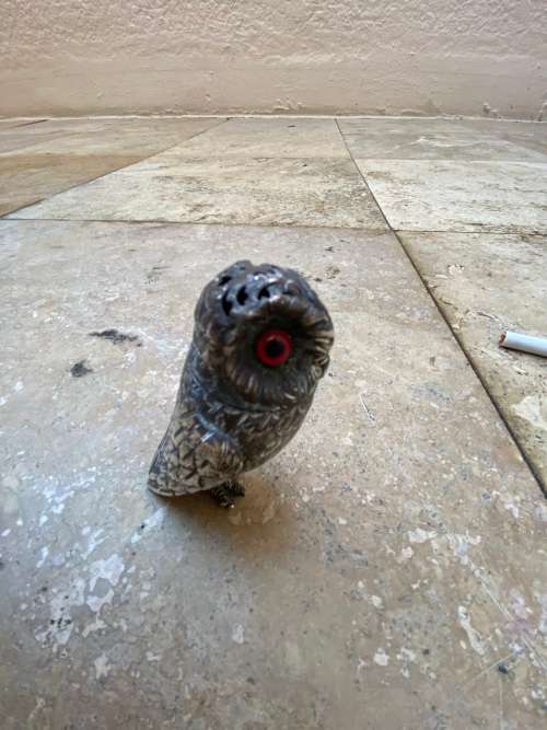 vintage sterling silver owl incense burner