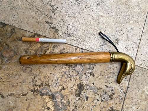 vintage brass duck head walking stick handle
