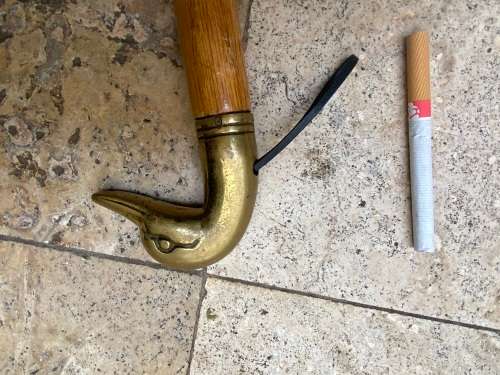vintage brass duck head walking stick handle