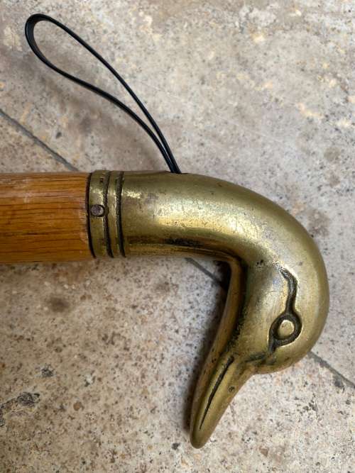vintage brass duck head walking stick handle