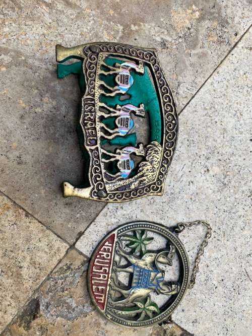 vintage brass letter napkin holder camels israel and jerusalem brass wall hanging