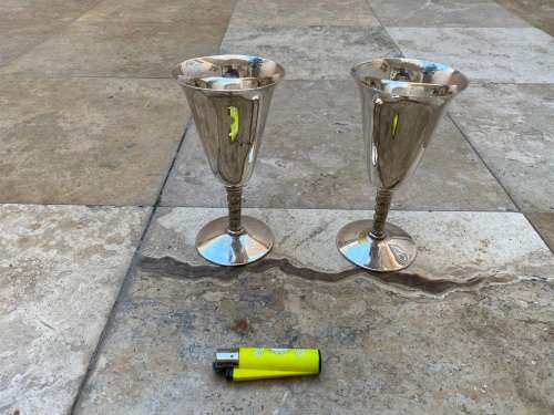 vintage venezia silver plate silverplate goblet pair