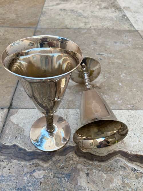 vintage venezia silver plate silverplate goblet pair