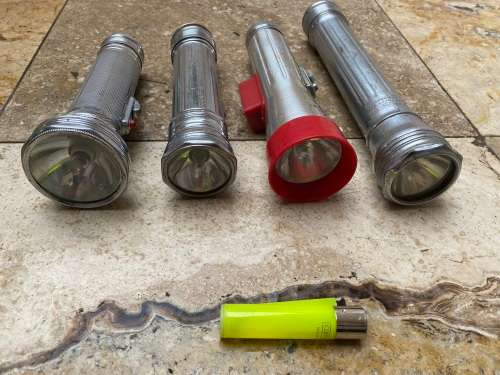 vintage torch lot , winchester , eveready , ray o vac , tiger head brand collection of 4