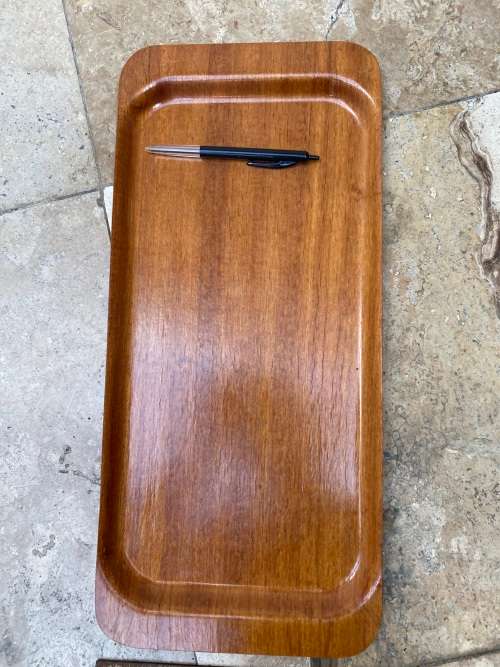 vintage small silva teak wood tray sweden 20cm x 45 cm