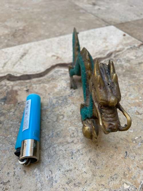 vintage solid Brass Feng Shui Dragon Statue 21 cm