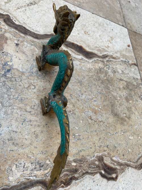 vintage solid Brass Feng Shui Dragon Statue 21 cm