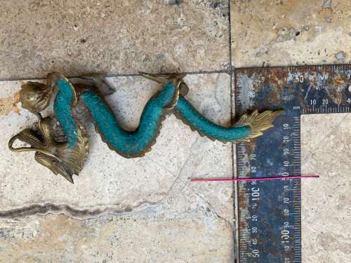 vintage solid Brass Feng Shui Dragon Statue 21 cm