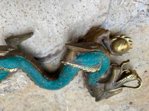 vintage solid Brass Feng Shui Dragon Statue 21 cm