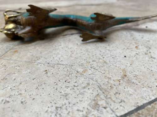 vintage solid Brass Feng Shui Dragon Statue 21 cm