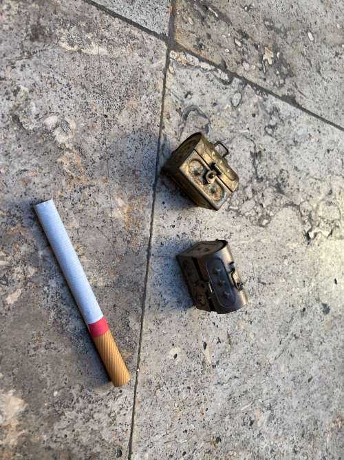 vintage metal thimble treasure chest storage pair