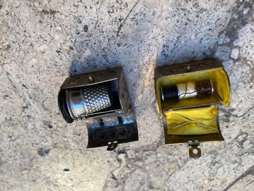 vintage metal thimble treasure chest storage pair