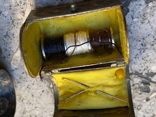 vintage metal thimble treasure chest storage pair