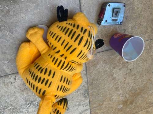 garfield plush doll with garfield 3d pvc wimpy cup